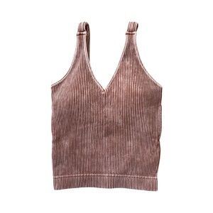 Zenana Copper Washed Cropped Brami With Removable Pads